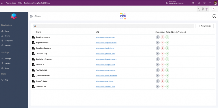 CRM Customers Complaints – Power Apps Template